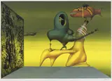 Jules Perahim, Dialog în oglindă, 1972, guașă, creioane colorate și creion pe hârtie