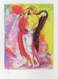 Regele Shahryar și Șeherezada by Marc Chagall, cromolitografie, sold Feb 2021