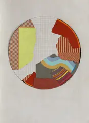 Geta Brătescu, Regula cercului, regula jocului, 1985, colaj, tempera, guaşă şi creion pe hârtie lipită pe carton
