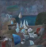 Florin Niculiu, Peisaj fantastic, ulei pe pânză