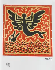 Îngerul păzitor by Keith Haring, cromolitografie, sold Feb 2021