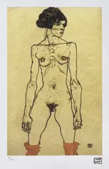 Nud by Egon Schiele, cromolitografie, sold Feb 2021