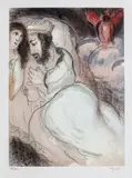 Sara și Abimelech by Marc Chagall, cromolitografie, sold Feb 2021