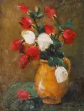 Trandafiri by Leon Biju, ulei pe carton, sold Jan 2021