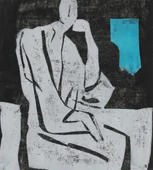 Alma Redlinger, În atelier, linogravură