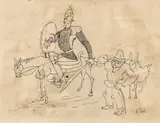 Don Quijote by Constantin Piliuță, tuş pe carton, sold Jan 2021