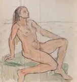 Theodor Pallady, La plajă, acuarelă și creion pe hârtie