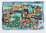 Marcel Janco, Tiberias, 1949, cromolitografie