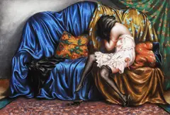 După bal by Mişu Teişanu, pastel pe hârtie, sold Jan 2021