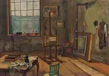 Gheorghe Nichita, Interior de atelier, ulei pe carton