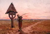 Ion Doboşariu, Popas la troiță, ulei pe carton