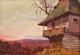 Amurg by Ion Doboşariu, ulei pe carton, sold Jan 2021