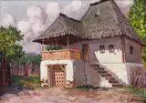 Casa bunicilor by Ion Doboşariu, ulei pe carton, sold Jan 2021