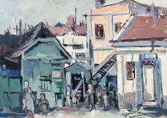 Eugen Ispir, Stradă la Odessa, 1942, guașă pe hârtie