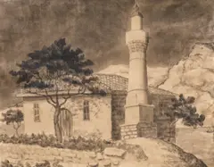 Leon Viorescu, Geamie la Balcic, laviu pe hârtie lipită pe carton
