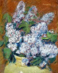 Liliac by Sever Burada, ulei pe carton, sold Jan 2021
