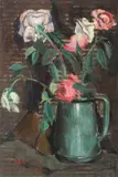 Stelian Popescu Ghimpați, Vas cu trandafiri, 1932, ulei pe pânză lipită pe carton