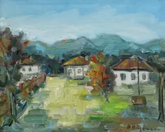 Satul bunicilor by Dan Bajenaru, ulei pe pânză, sold Jan 2021