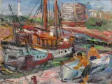 Elena Petraglu, În port, 1968, ulei pe pânză