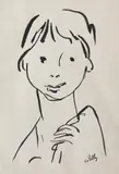 Tia Peltz, Portret, tuș pe hârtie