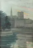 Henri Visconte, Peisaj din Paris, ulei pe carton