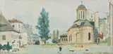 Ion Cristian (Pic) Popescu, Peisaj din București, ulei pe placaj