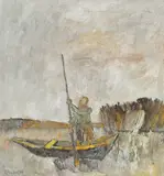 Traian Brădean, Pescar, 1984, ulei pe pânză