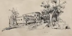 Ion Jalea, Studiu de peisaj, tuș pe hârtie