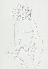 Model by Vasile Grigore, tuș pe hârtie, sold Jan 2021