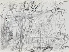 Aurel Cojan, Compoziție abstractă, creion pe hârtie