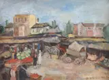Aurelia Aricescu Vasiliu, Târg la Obor, ulei pe carton