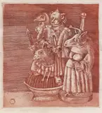 Ștefan Câlția, Personaje de circ, 1984, acvaforte și gravură cu acul