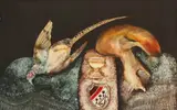 Natură statică cu vânat by Petre Velicu, ulei pe placaj, sold Jan 2021