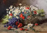 Flori de câmp by Elena Müller-Stăncescu, ulei pe carton, sold Jan 2021