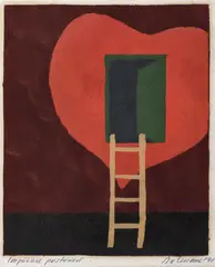 Împăcare postumă by Vasile Dobrian, 1991, linogravură, sold Jan 2021