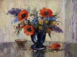 Flori de câmp by Rudolf Négely, ulei pe carton, sold Jan 2021