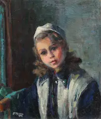 Elena Moisescu, Micuța bretonă, 1956, ulei pe pânză lipită pe carton