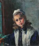 Elena Moisescu, Micuța bretonă, 1956, ulei pe pânză lipită pe carton