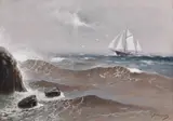 Furtună pe mare by Ion Doboşariu, ulei pe carton, sold Jan 2021