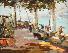 Rudolf Négely, Terasă la Arbe, 1953, ulei pe pânză