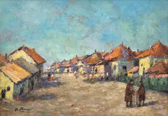 Margine de oraș by Cornel Raţiu, ulei pe carton, sold Jan 2021