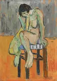 Traian Brădean, Model în atelier, 1958, ulei pe carton