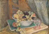 Vera Veslovschi Niţescu, Natură statică cu fructe, ulei pe placaj