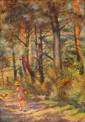 După veverițe by Aurel Bordenache, 1951, ulei pe placaj, sold Jan 2021