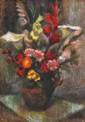 Nicolae Gropeanu, Gladiole și cârciumărese, pastel pe hârtie