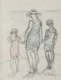 Gheorghe Petrașcu, La plajă (Mariana, Lucreția și Pichi Petrașcu)