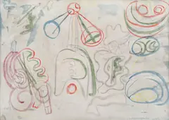 Lume fantastică by Pavel Ilie, 1968, acuarelă pe hârtie, offered Nov 2020