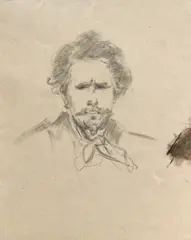 Portretul lui Barbu Ștefănescu-Delavrancea by Nicolae Grigorescu, creion pe hârtie, sold Nov 2020