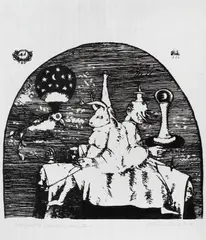 Noaptea by Ștefan Câlția, 1984, serigrafie, sold Nov 2020