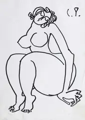 Nud by Constantin Piliuță, tuș pe hârtie, sold Nov 2020